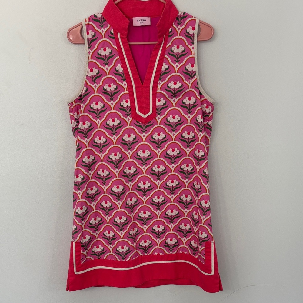Entro Vibrant Pink and Red Sleeveless Dress